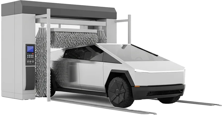 洗車機のブラシをくぐるシェアカー